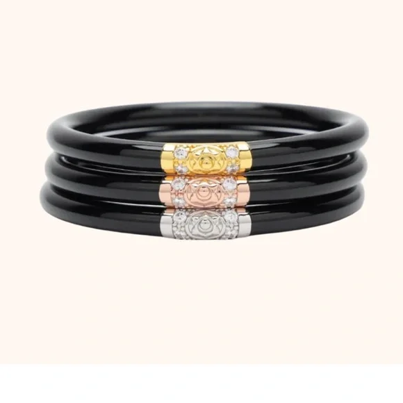 Elegant Black and Gold Bangle Set - Picture 2 of 2